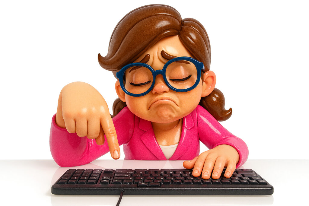 stressed professional business woman on keyboard