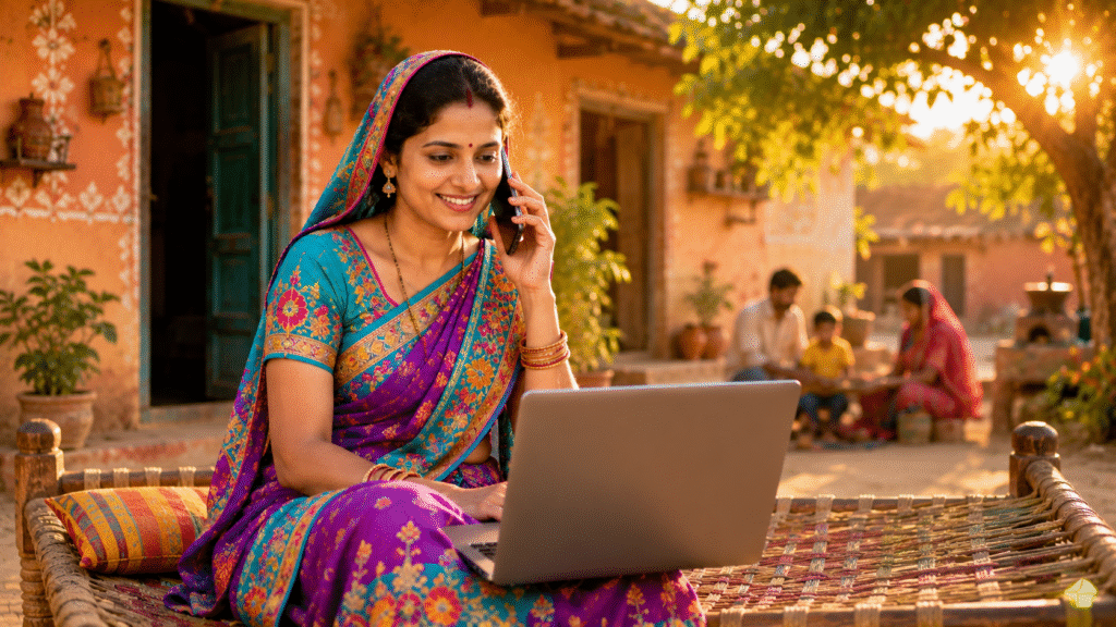 Free Stock Photo of Rural Internet Education in Indian Village