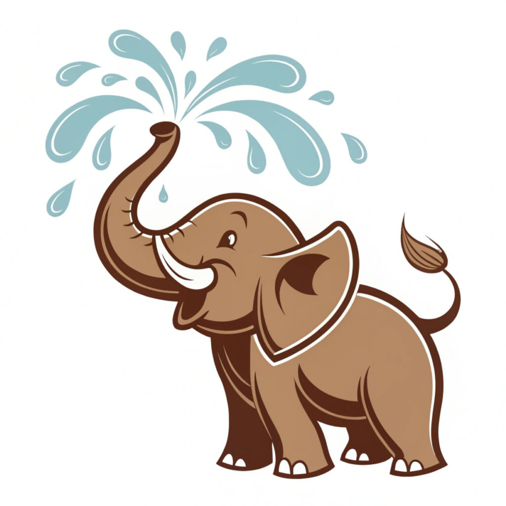 Brown and Blue Detailed Elephant Mascot – Free Vector Download