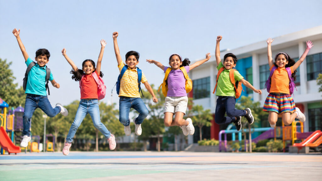 Happy Students with Backpacks Isolated on White – Free Stock Image