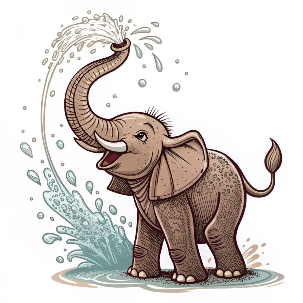 Free Elephant Water Splash Print Design Template for Merchandise