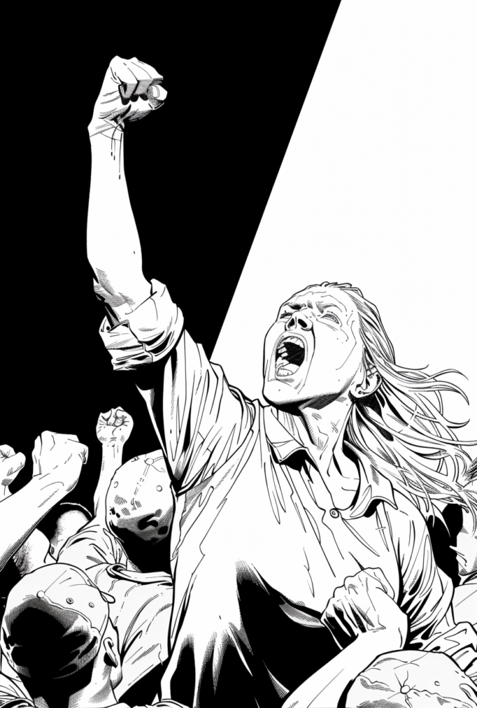 Man Leading a Crowd Protest Line Art – Free High-Res Download