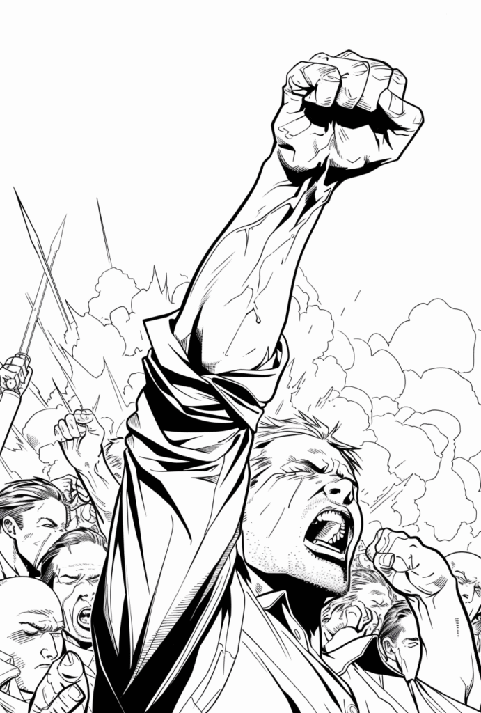 Free Black and White Comic Book Inks – Raised Fist Resistance Concept