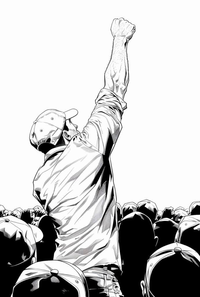 Free High-Res Image of Angry Crowd Protesting Comic Illustration