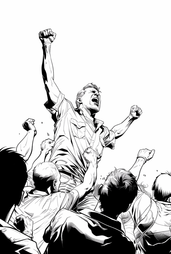 Free Comic Inking of Rebellion and Protest Scene for VFX & Gaming