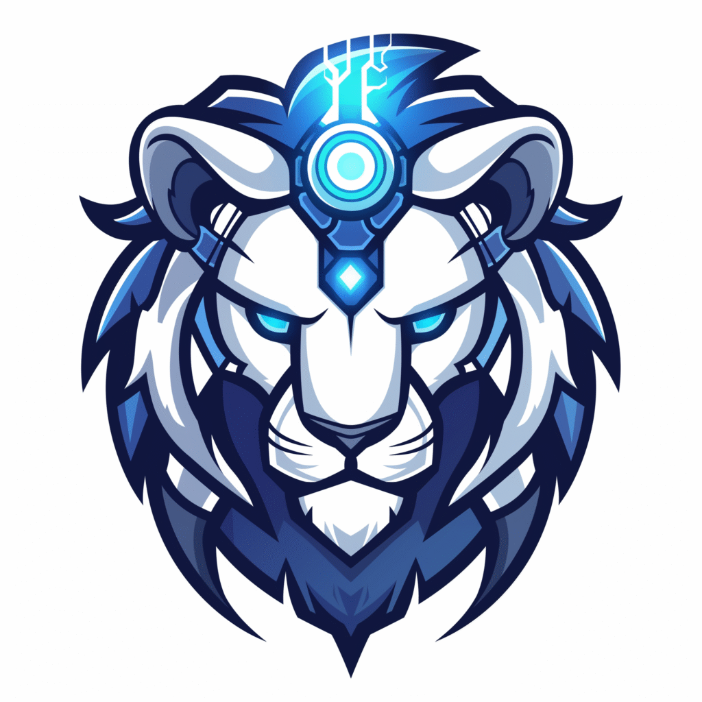 Free High-Res Geometric Mechanical White Lion Logo Transparent