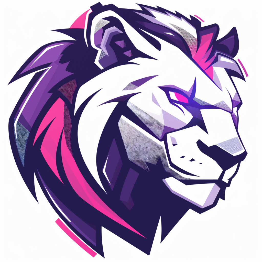 Neon Blue Glowing Cyber Lion Avatar – Free Digital Vector Asset