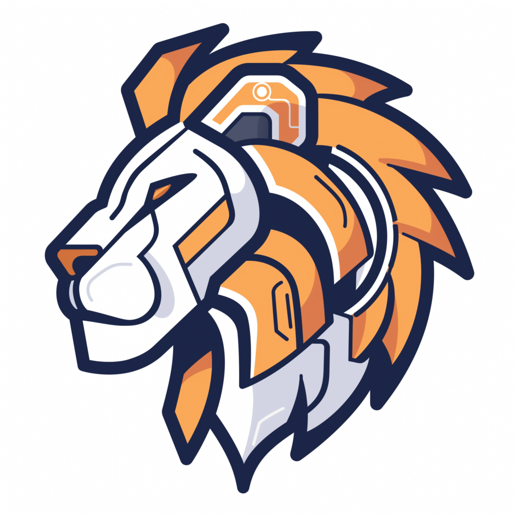 Black Cybernetic Lion Profile Logo – Free High-Res Download