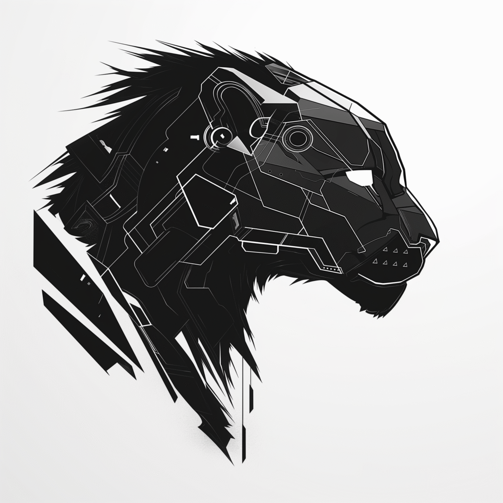 Free Futuristic Tribal Geometry Lion Face Symbol Wallpaper