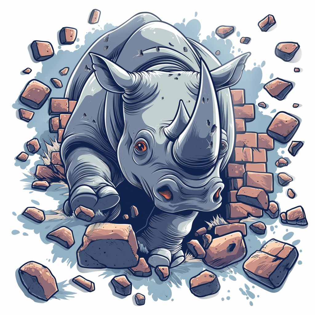 Free Rhino Breaking Through Wall Vector – High Resolution Download