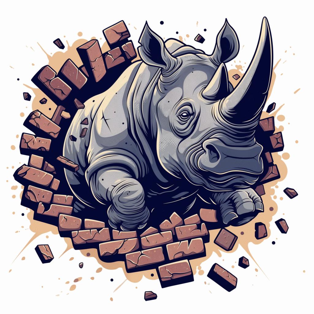 Free Stock Illustration of Charging Rhinoceros Debris Vector Graphic
