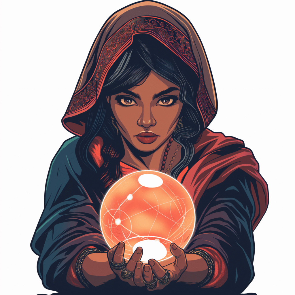 Spiritual clairvoyant woman wearing traditional hijab