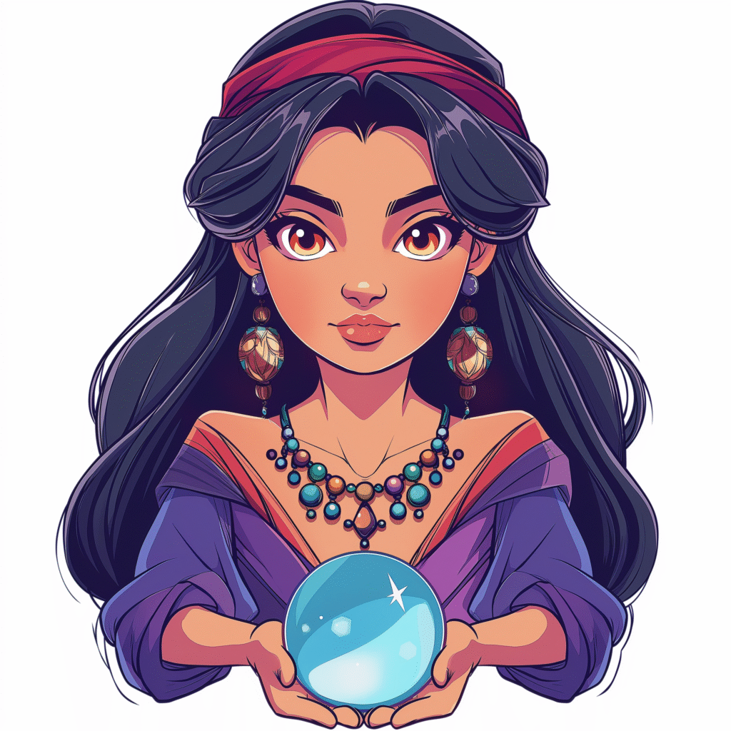 Fortune teller with crystal ball vector illustration